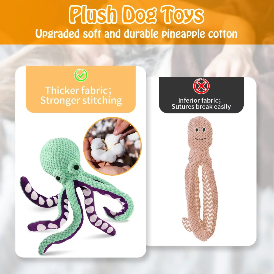 Squeaker Octopus - Robust Chew Toy for Dogs