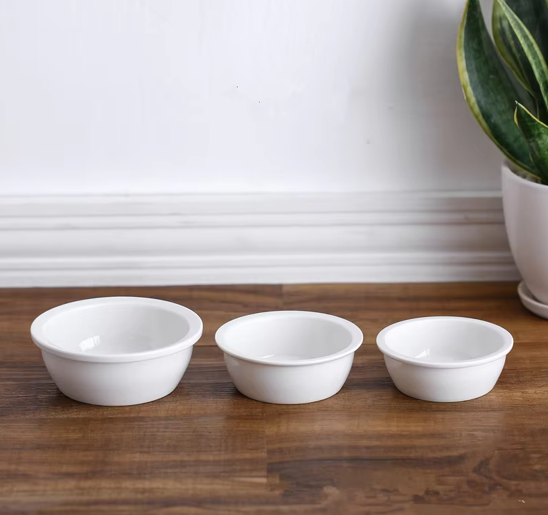 Ceramic Feeding Bowl For Dogs And Cats - Classic White Bowl For Pets