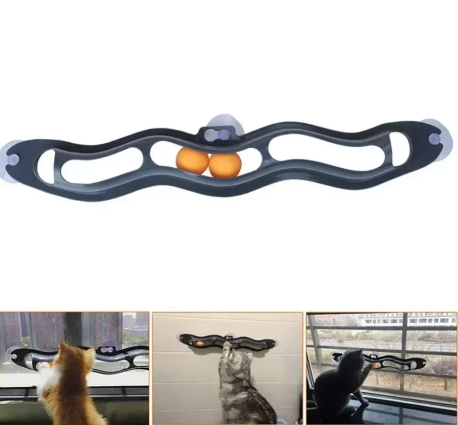 Window Cat Toy - Interactive Play Track With Movable Balls