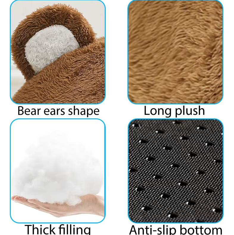 Cat Cave Bear - Fluffy Cat Bed With Non - Slip Base And Thick Padding