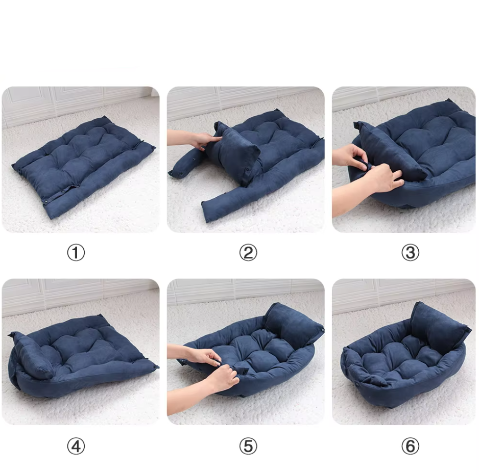 Cosy Dog Bed with Cushion - Soft Washable Pet Bed for Dogs Cats