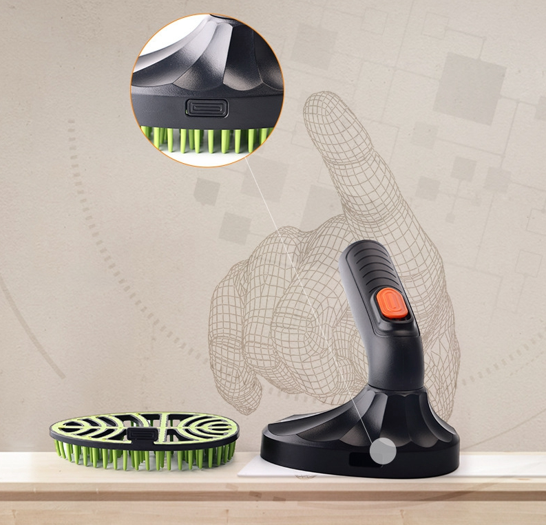 Pet Hair Brush Attachment For Vacuum Cleaner With Silicone Bristles And Ergonomic Handle