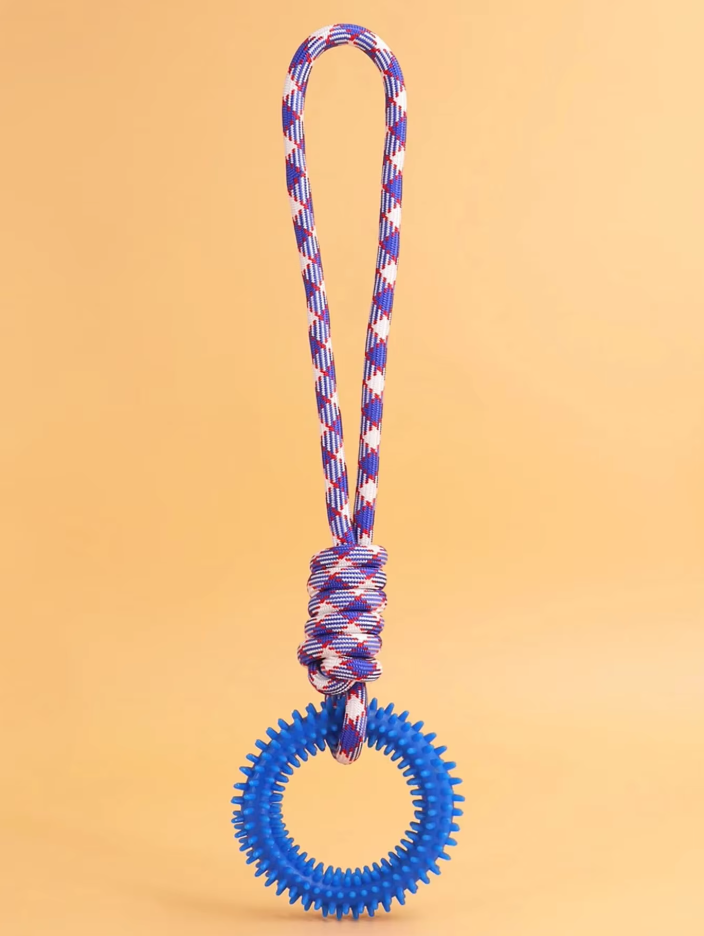 Robust Dog Toy With Teething Ring - Chew Toy Tug Rope For Interactive Fun