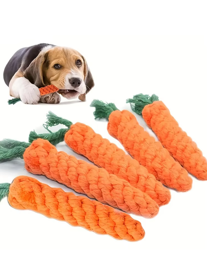 Carrot Chew Toy - Robust Cotton Rope For Healthy Dog Teeth