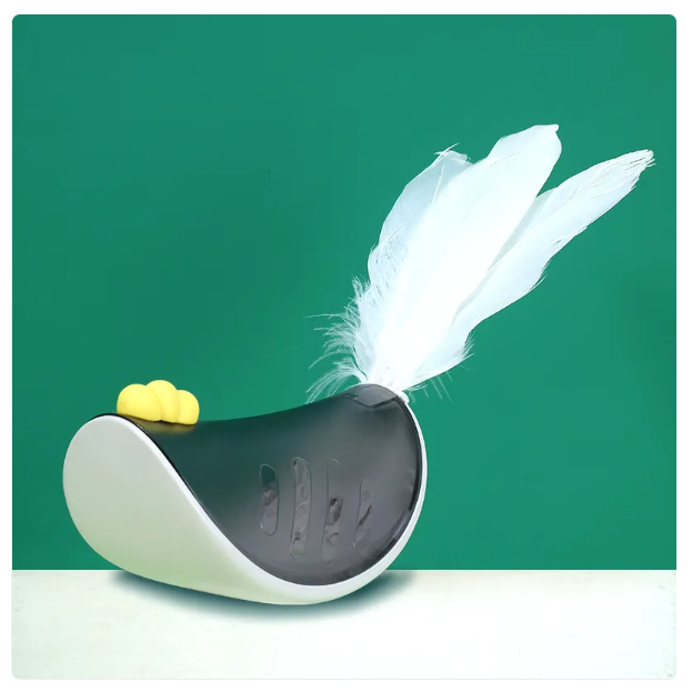 Interactive Cat Toy With Feather And Snack Function For Active Occupation