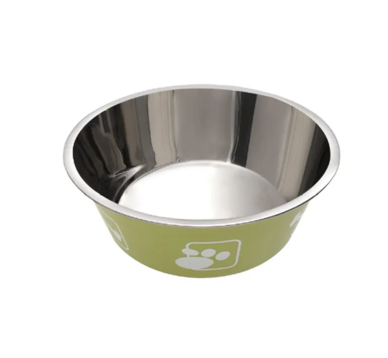 Stainless Steel Dog Bowl with Grey Plastic Rim