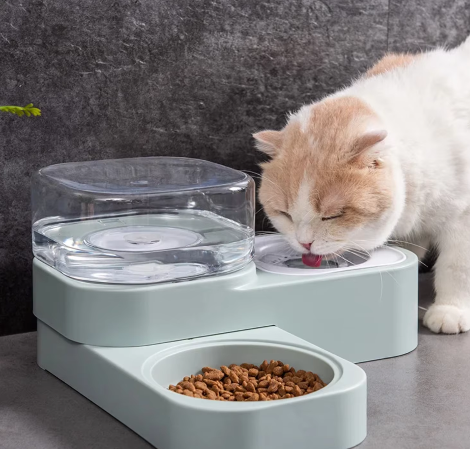 Pet Food And Water Dispenser With Drip Guard