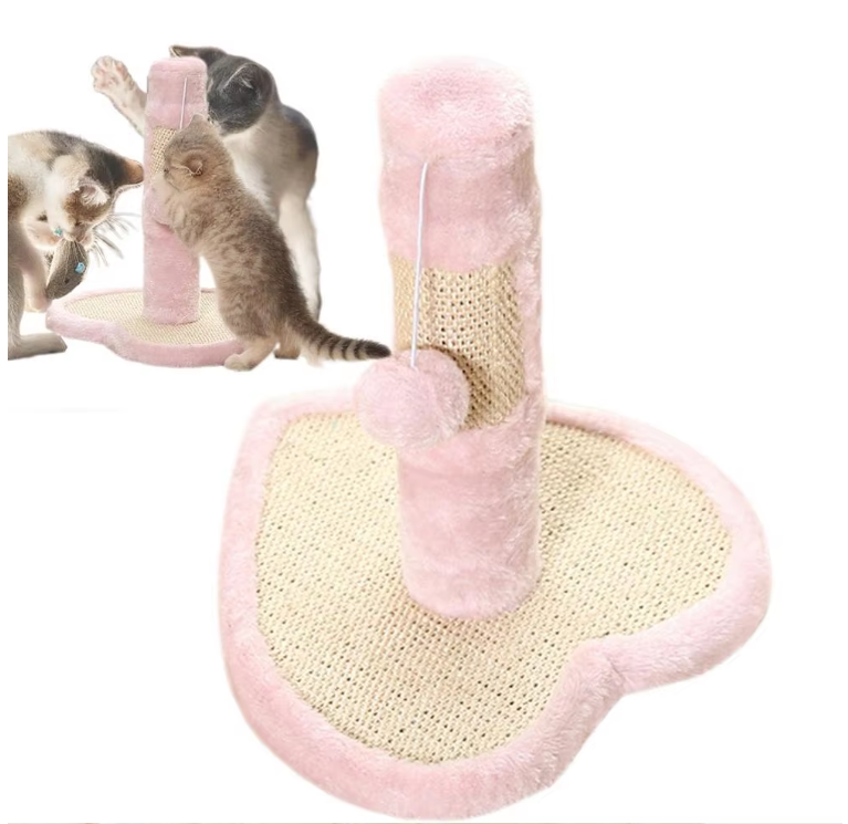 Cat Scratching Post In Heart Or Star Design With Toys