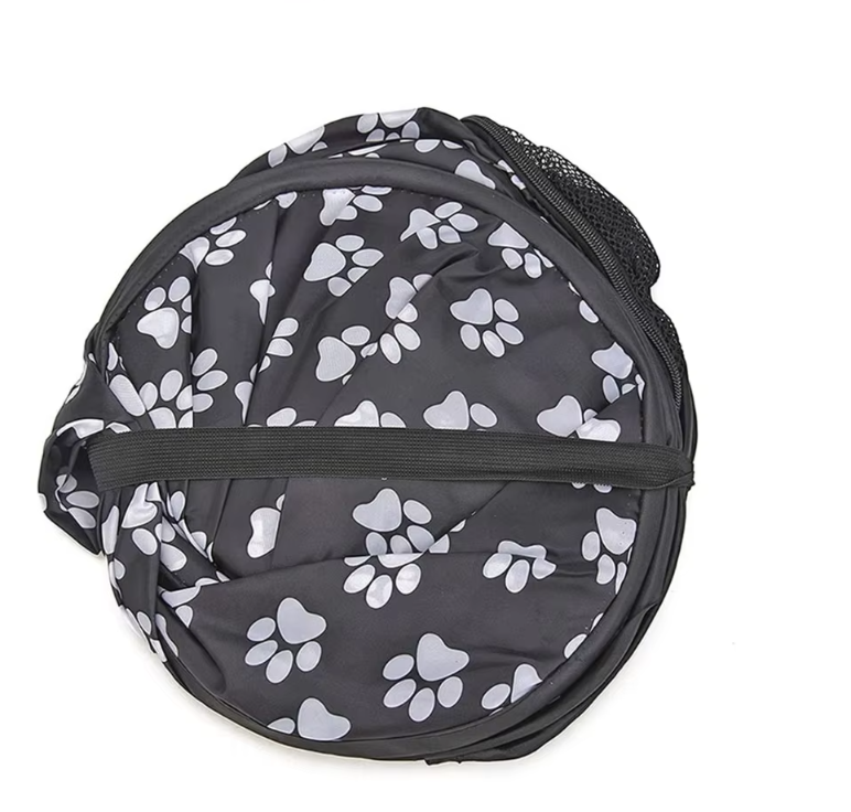 Foldable Fabric Dog Box With Paw Pattern - Portable And Ventilated