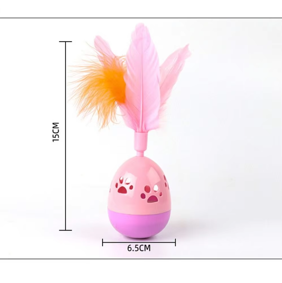 Interactive Cat Toy with Feathers - Colourful Ball - Shaped Toy for Cats