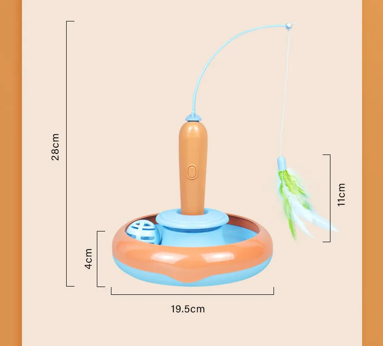 Interactive Cat Toy With Feathers And Ball - Electronic Toy For Cats