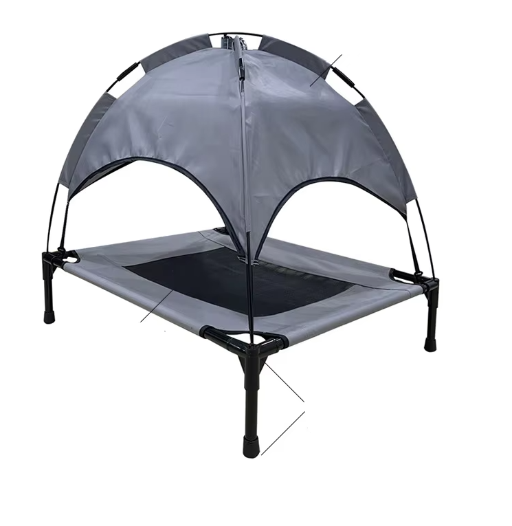 Elevated Dog Bed With Sun Canopy - Breathable Outdoor Lounger For Dogs