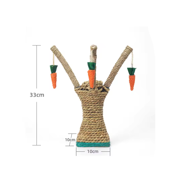 Cat Scratching Post In Tree Design - Sisal Scratching Post With Carrot Toys