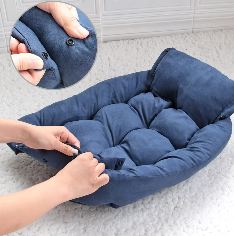 Cosy Dog Bed with Cushion - Soft Washable Pet Bed for Dogs Cats