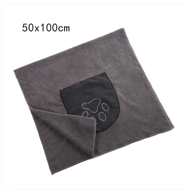 Pet Towel With Paw Motif For Dogs And Cats - Quick Drying And Super Absorbent