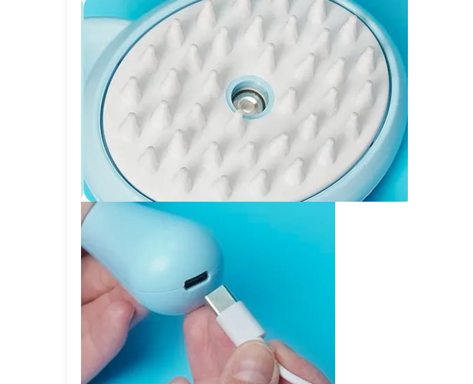 Spray Brush for Pets with Soft Silicone Bristles and Integrated Water Tank