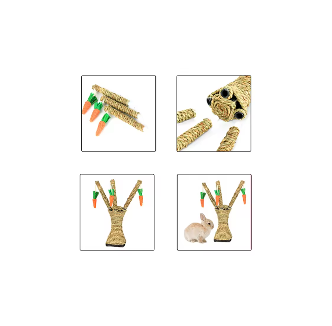 Cat Scratching Post In Tree Design - Sisal Scratching Post With Carrot Toys
