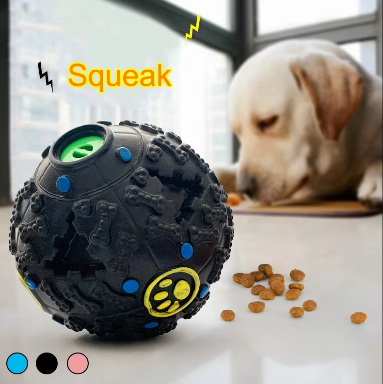 Interactive Squeaky Ball For Dogs - Robust Toy With Treat Function