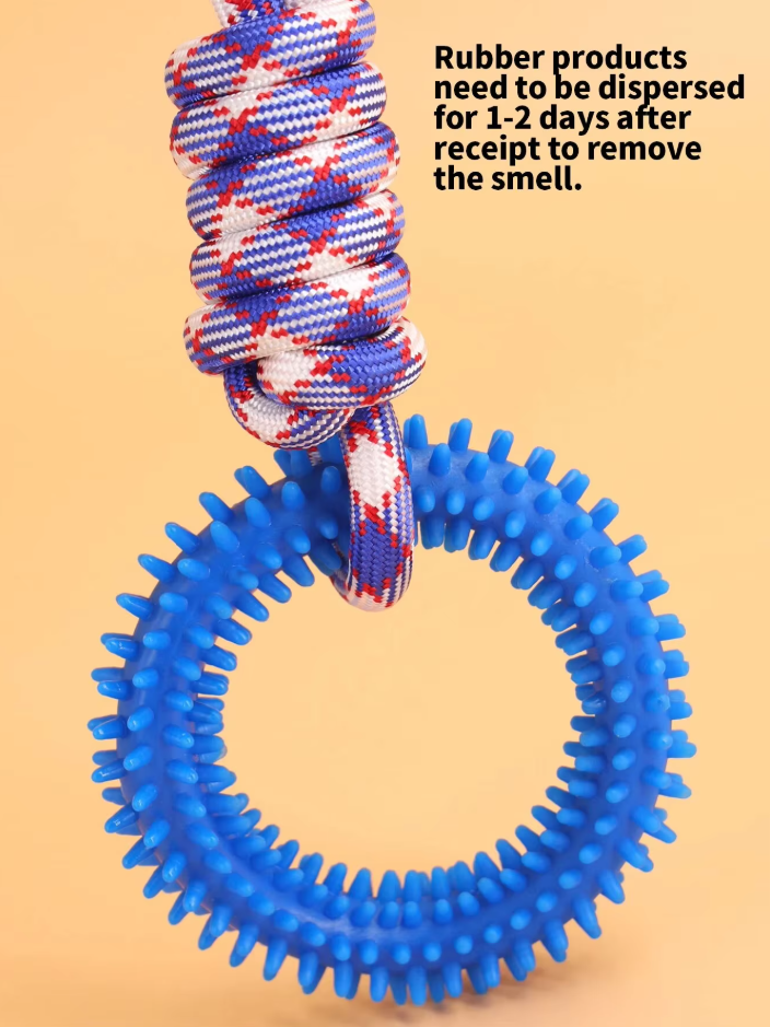 Robust Dog Toy With Teething Ring - Chew Toy Tug Rope For Interactive Fun