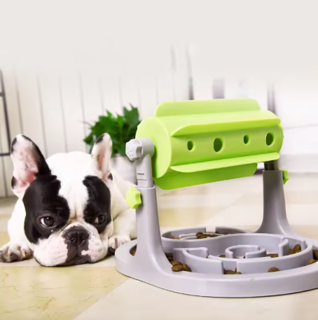 Interactive Food Dispenser For Dogs With Rotation Function And Anti - Snacking Bowl