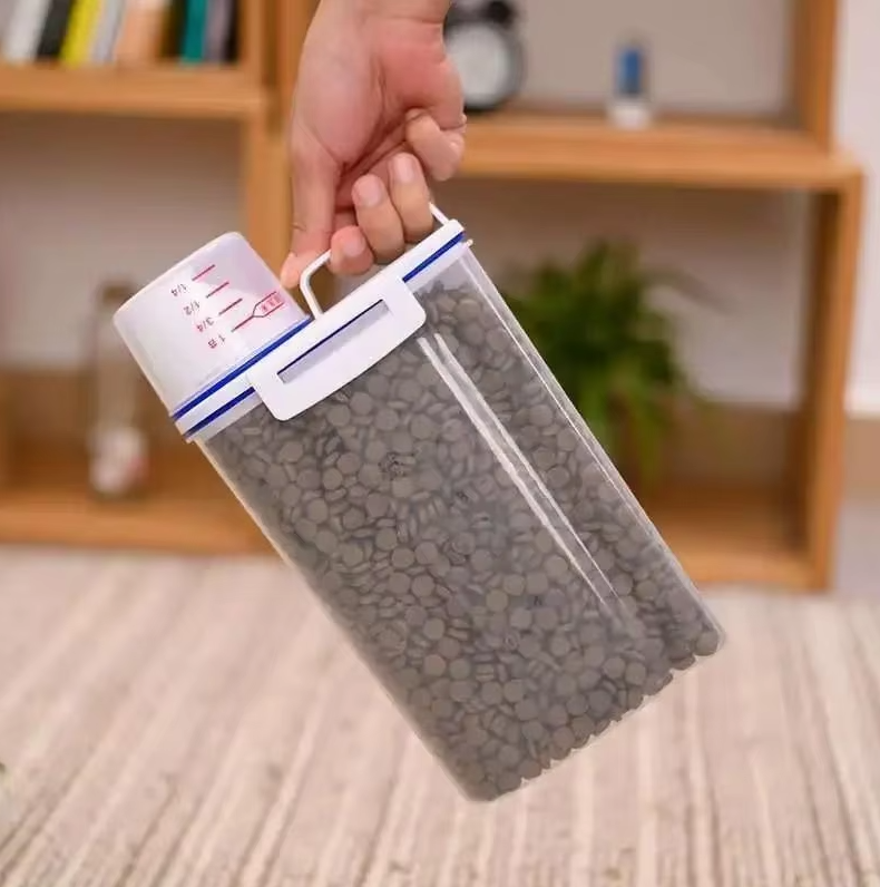 Food Dispenser For Pets With Measuring Cup