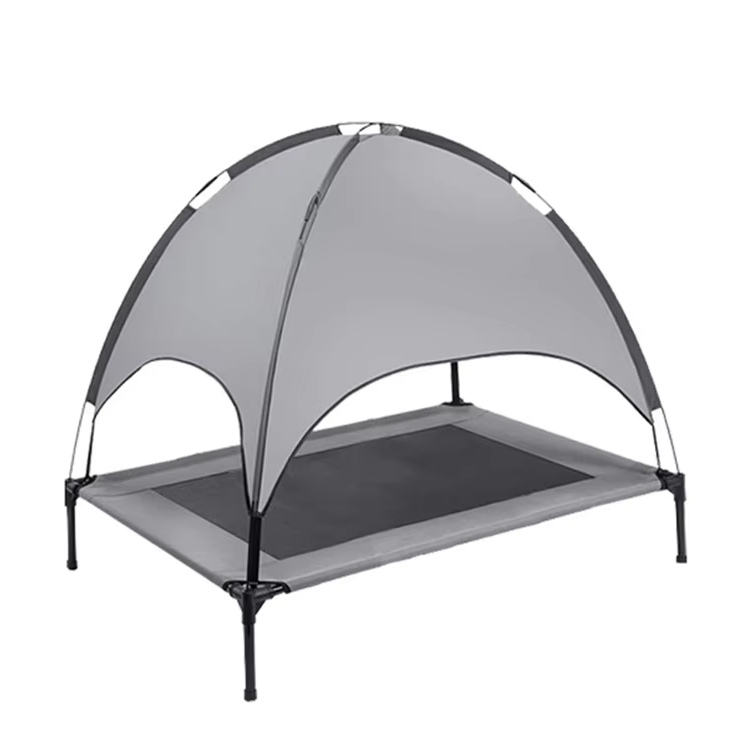 Elevated Dog Bed With Sun Canopy - Breathable Outdoor Lounger For Dogs