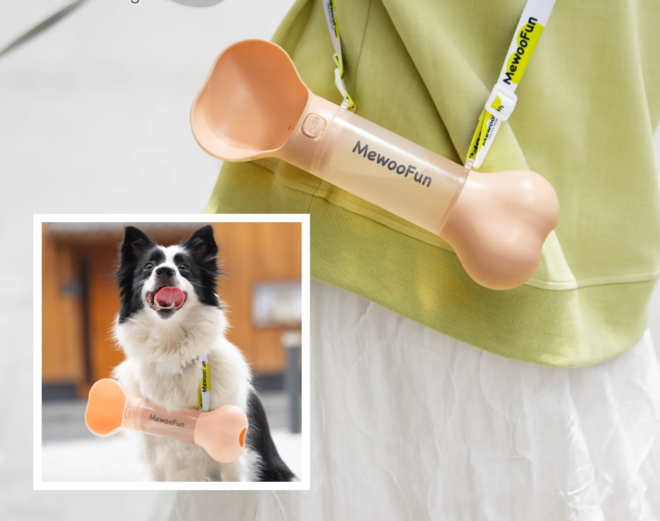 Bone-shaped Drinking Bottle For Dogs - Portable Water Dispenser With Bowl