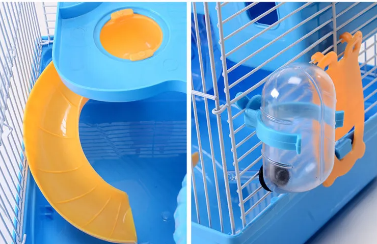 Hamster Cage With Shelves And Drinking Bottle - Compact Cage For Rodents