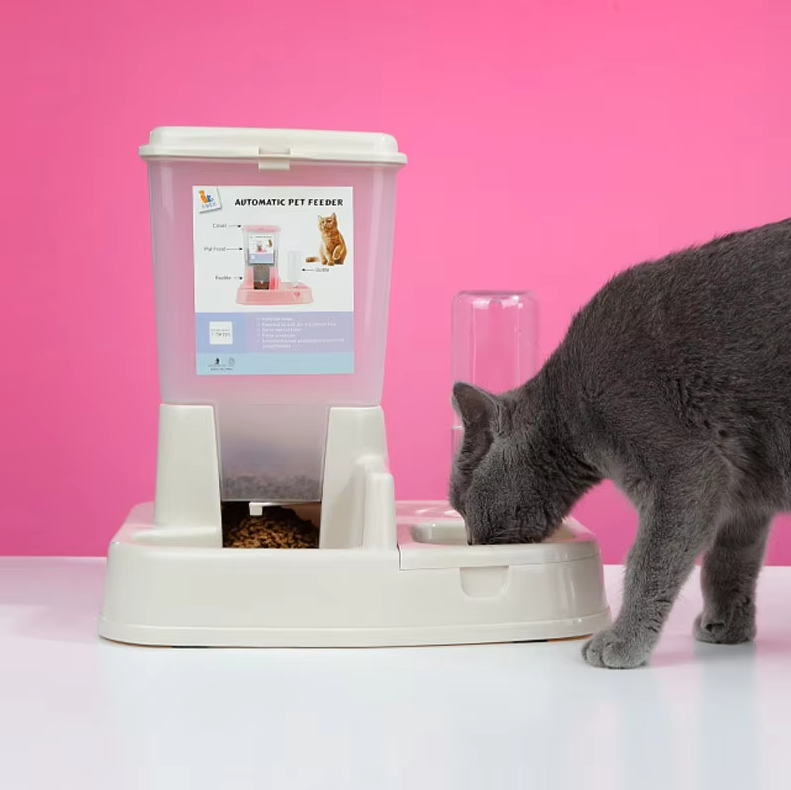 Automatic Food And Water Dispenser For Cats And Dogs - Large Capacity Double Bowl