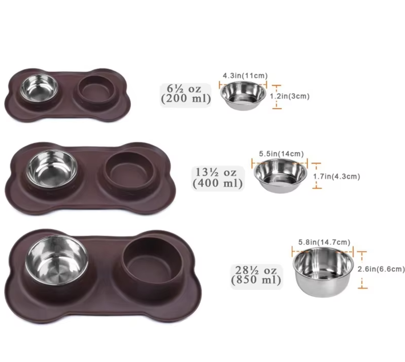 Dog Dish Set With Non - Slip Mat