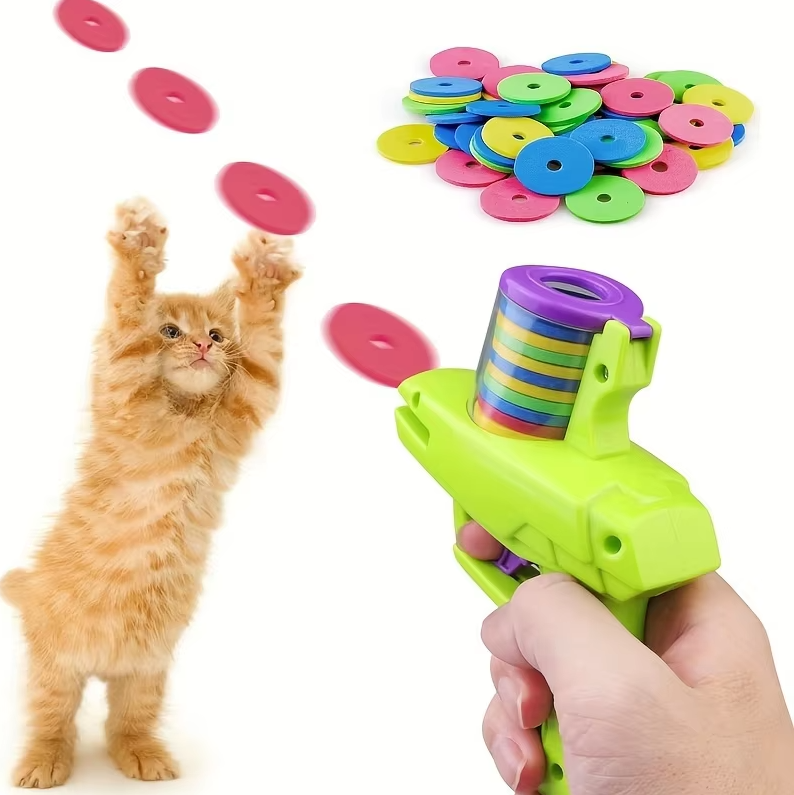 Throwing Disc Gun - Interactive Cat Toy