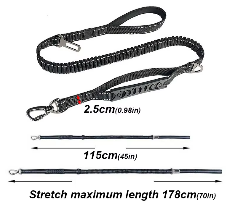Elastic Dog Lead With Shock Absorption - Shock-absorbing Lead For Walks