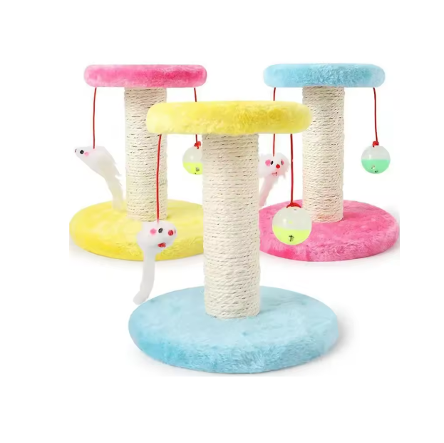 Cat Scratching Post With Toy - Scratching Post With Interactive Ball And Mouse