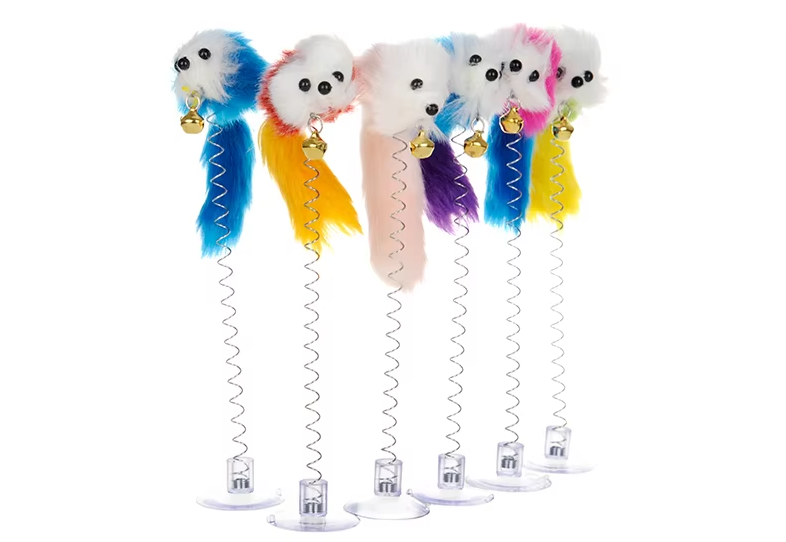 Cat Toy Feather Mouse - Interactive Wiggling Fun With Suction Cup Bell