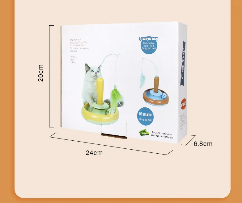 Interactive Cat Toy With Feathers And Ball - Electronic Toy For Cats