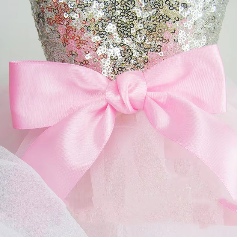 Elegant Dog Dress With Glitter And Tulle Skirt In 2 Colours