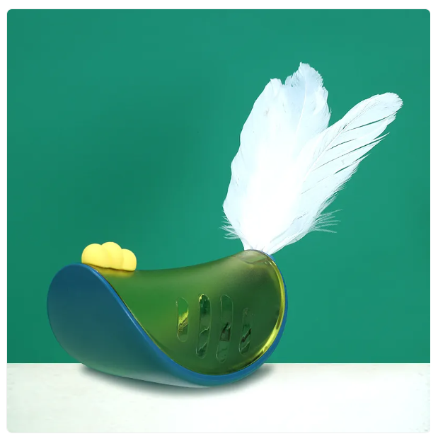 Interactive Cat Toy With Feather And Snack Function For Active Occupation