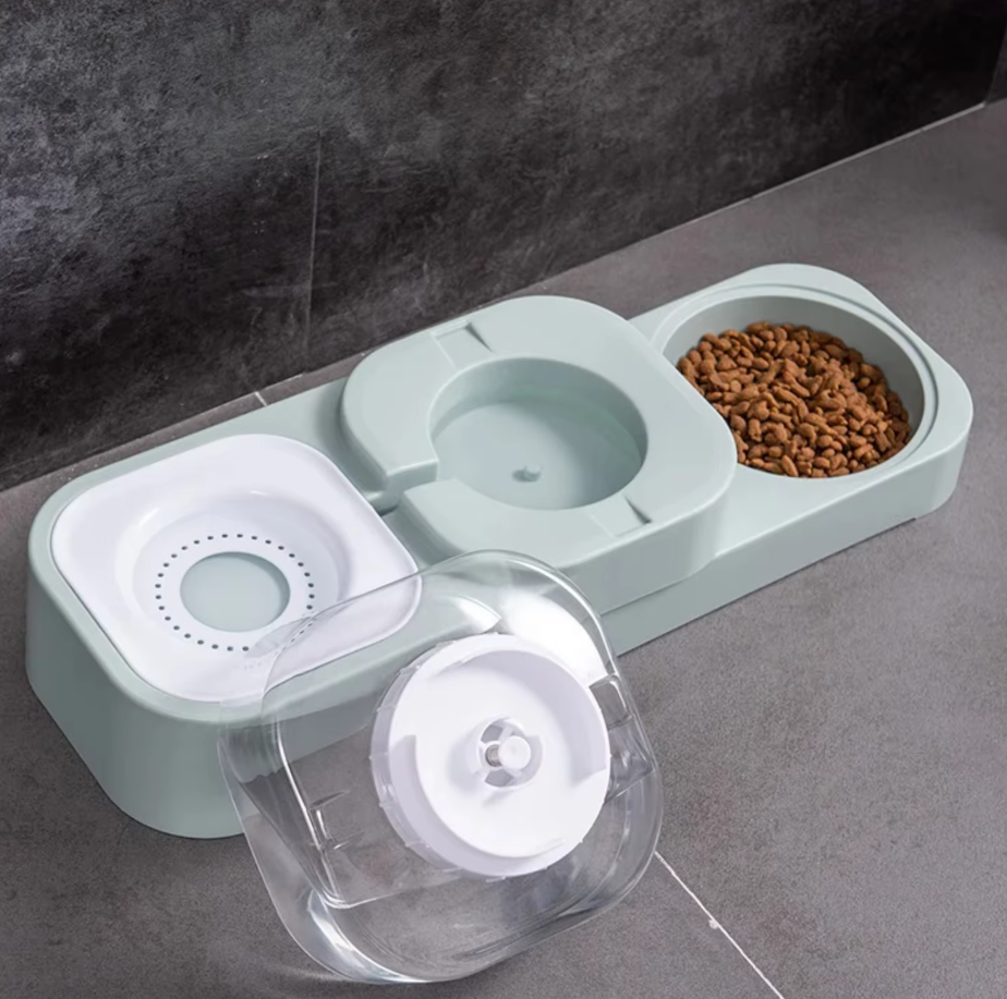 Pet Food And Water Dispenser With Drip Guard