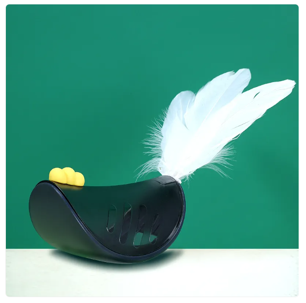Interactive Cat Toy With Feather And Snack Function For Active Occupation