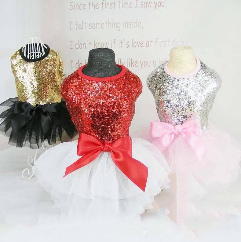Elegant Dog Dress With Glitter And Tulle Skirt In 2 Colours