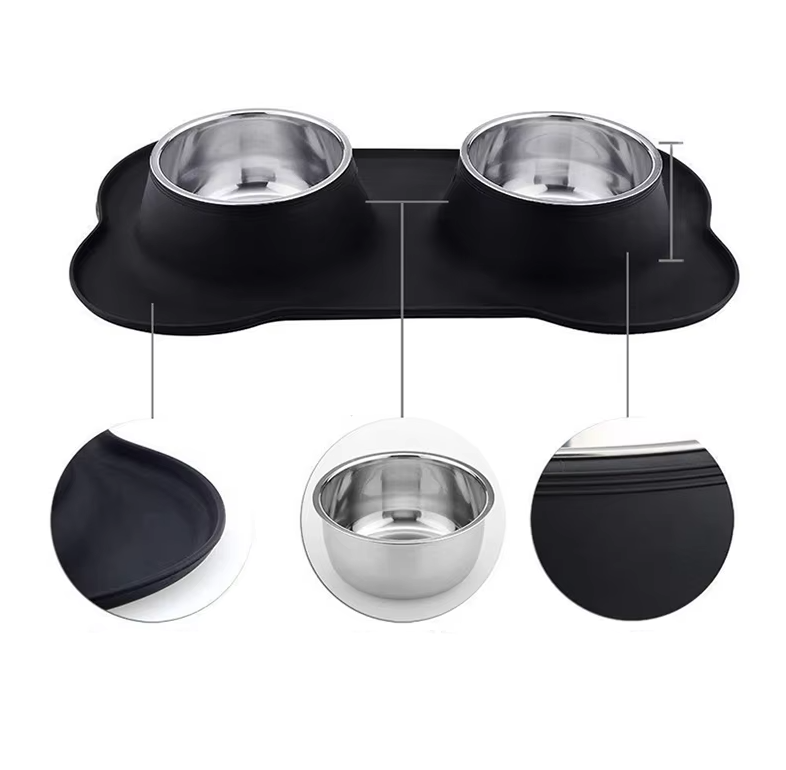Dog Dish Set With Non - Slip Mat