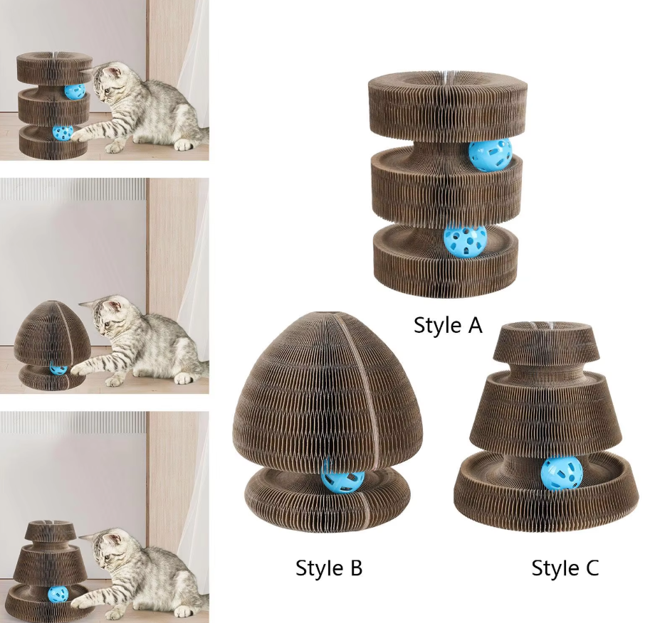 Cat Scratching Toy Tower - With Interactive Ball For Scratching Fun In Different Styles