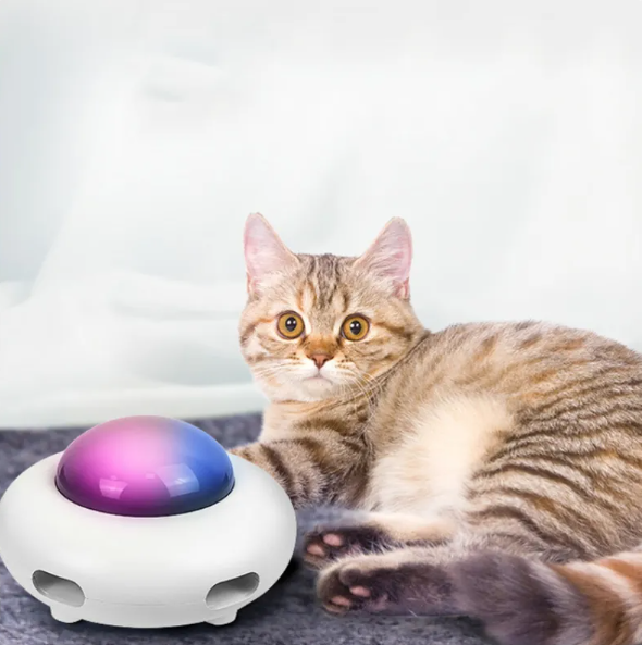 Interactive Cat Toy with Led Lights and Tail Feather