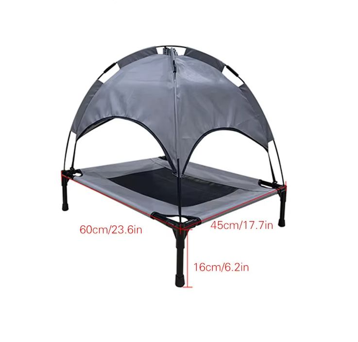 Elevated Dog Bed With Sun Canopy - Breathable Outdoor Lounger For Dogs