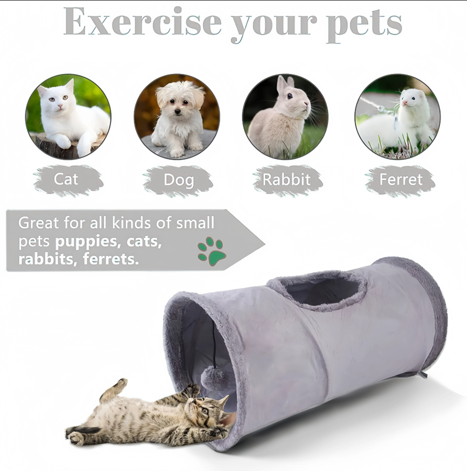 Cat Tunnel With Viewing Window - Play And Hiding Fun For Active House Cats