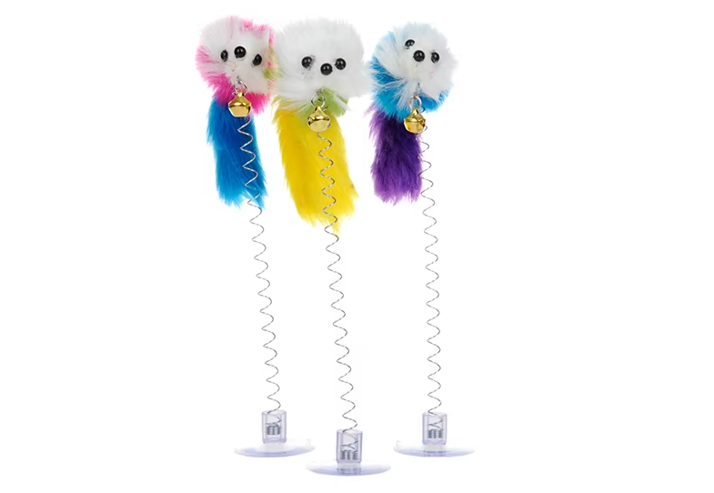 Cat Toy Feather Mouse - Interactive Wiggling Fun With Suction Cup Bell