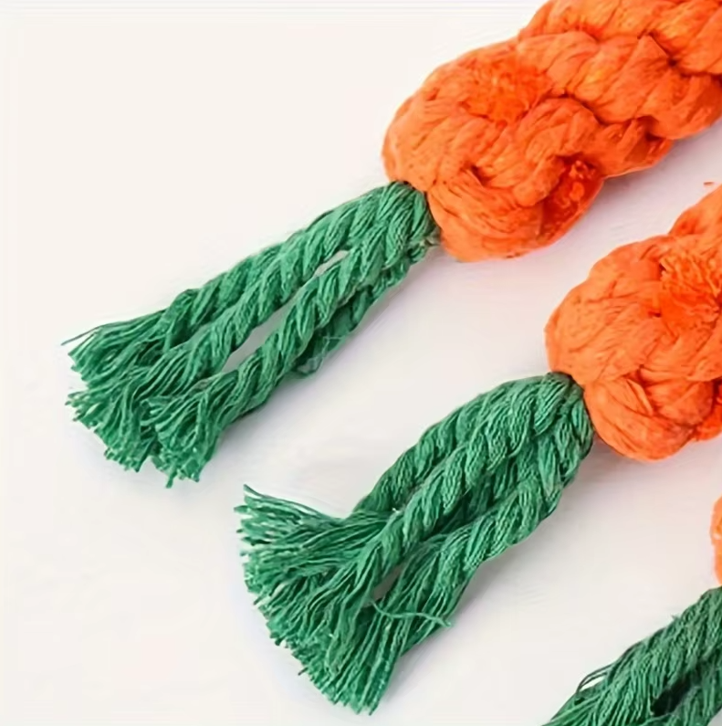 Carrot Chew Toy - Robust Cotton Rope For Healthy Dog Teeth