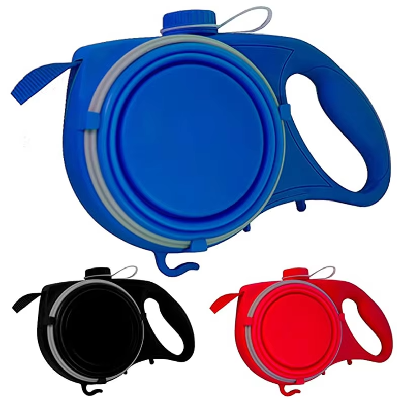 Dog Leash With Water Container Foldable Bowl And Waste Bags