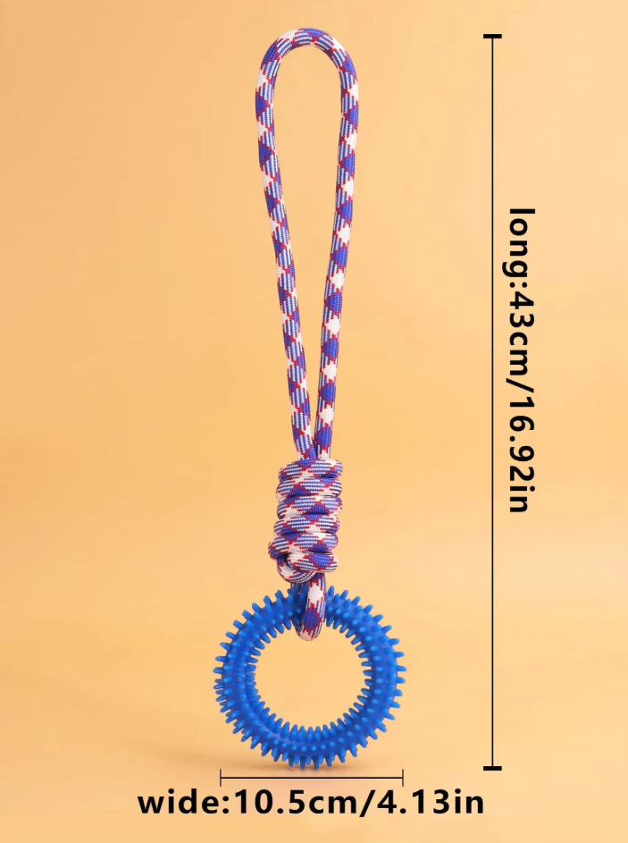 Robust Dog Toy With Teething Ring - Chew Toy Tug Rope For Interactive Fun