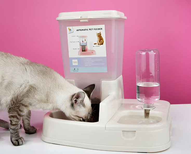 Automatic Food And Water Dispenser For Cats And Dogs - Large Capacity Double Bowl